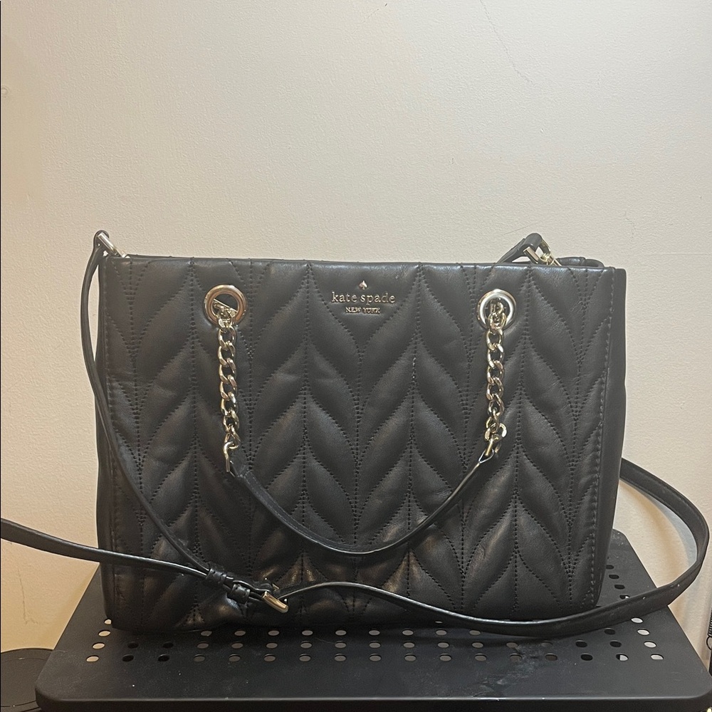 Kate Spade Black Quilted Shoulder Bag with Chain Detail